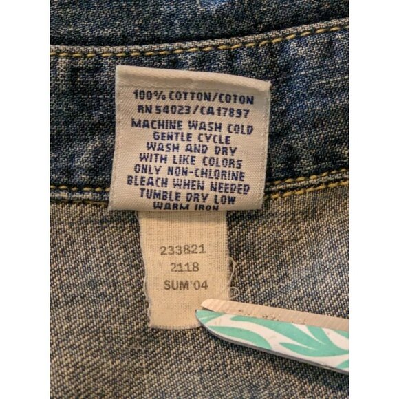 Vintage Y2K Old Navy Denim Shirt Dress Size 14 Short Sleeve Pockets Drop Waist - Picture 9 of 9